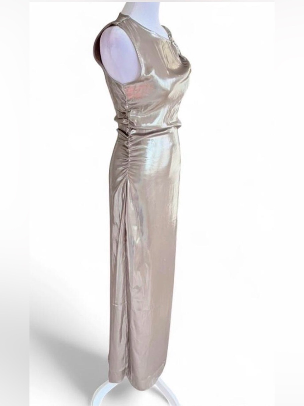 Topshop Silver Metallic Sleeveless Column Maxi Dress - Picture 5 of 7